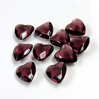 Glass Point Back Tin Table Cut (TTC) Unfoiled - Heart Shape 12x11MM AMETHYST