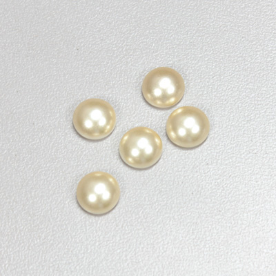 Glass Medium Dome Pearl Dipped Cabochon - Round 08MM CREME