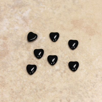 Glass Medium Dome Cabochon - Heart 05x4.5MM JET