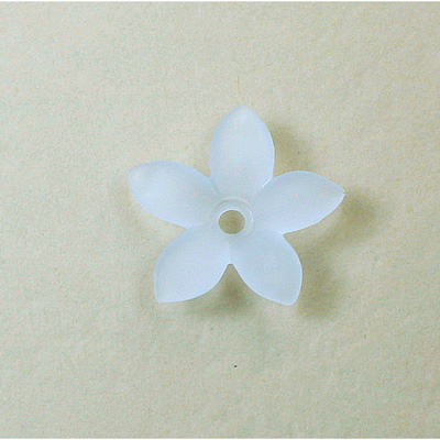 Plastic Flower with Center Hole - 5-Petal Star 18MM MATTE CRYSTAL