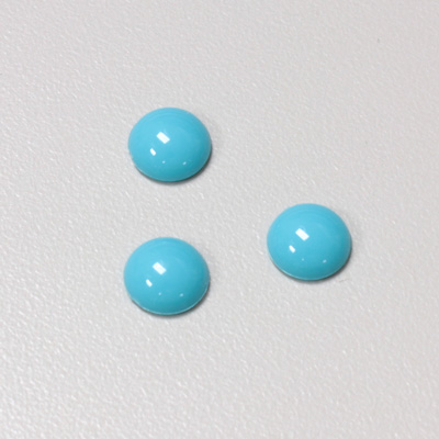 Plastic Flat Back Opaque Cabochon - Round 09MM TURQUOISE