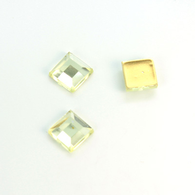 Plastic Flat Back Foiled Rose Cut Rhinestone - Square 08x8MM JONQUIL