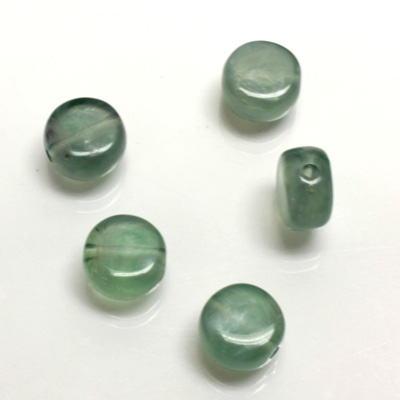 Plastic  Bead - Mixed Color Smooth Flat Round 11x6MM LIGHT GREEN SILK