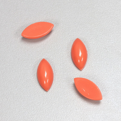 Plastic Flat Back Opaque Cabochon - Navette 15x7MM CORAL