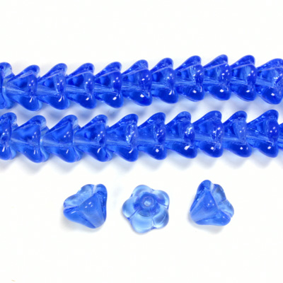 Czech Pressed Glass Bead - Tulip 06x8MM SAPPHIRE