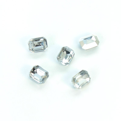 Plastic Point Back Foiled Stone - Cushion Octagon 08x6MM CRYSTAL