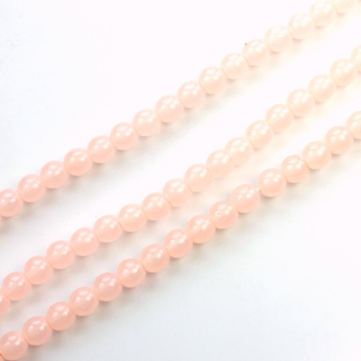 Czech Pressed Glass Bead - Smooth Round 04MM COATED ROSE QUARTZ