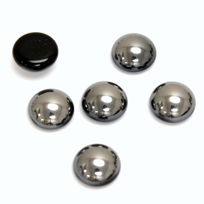 Glass Medium Dome Cabochon - Round 10MM Metallic Coated HEMATITE