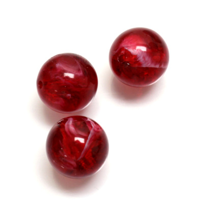 Plastic Flawed Bead - Round 14MM FLAWED RUBY