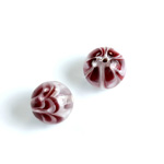 Glass Lampwork Bead - Smooth Round 12MM PATTERN BROWN CRYSTAL