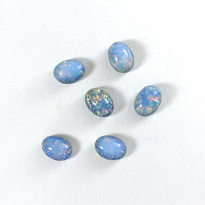 Glass Medium Dome Lampwork Cabochon - Oval 07x5MM BLUE OPAL (04531)