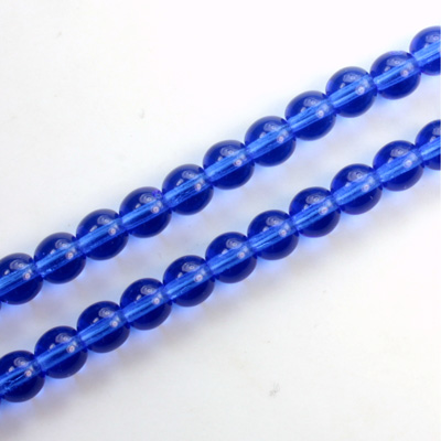 Czech Pressed Glass Bead - Smooth Round 06MM SAPPHIRE