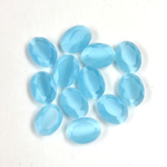 Fiber-Optic Flat Back Stone with Faceted Top and Table - Oval 08x6MM CAT'S EYE AQUA