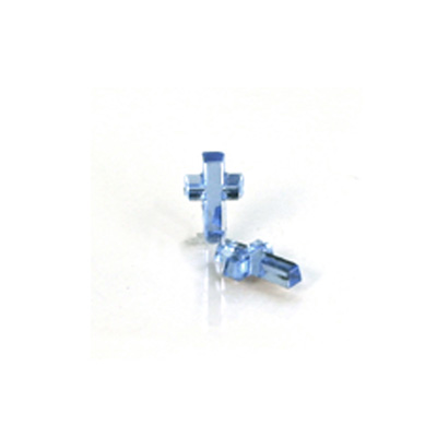 Glass Flat Back Foiled Mirror - Cross 10x6MM LT SAPPHIRE