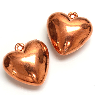 Metalized Plastic Pendant- Smooth Heart 24MM COPPER