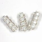 Preciosa Rhinestone Rondelle Crystal Tubes 20x7MM WHITE OPAL/SILVER