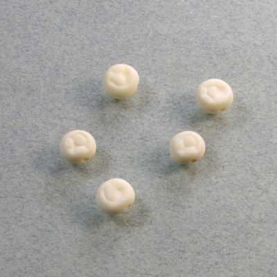 Plastic Engraved Bead - Opaque Round 07MM MATTE IVORY