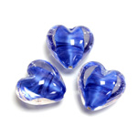 Glass Lampwork Bead - Heart Shape Smooth 18MM PORPHYR CRYSTAL DARK BLUE