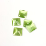 Fiber-Optic Flat Back Stone - Faceted checkerboard Top Square 8x8MM CAT'S EYE LT GREEN