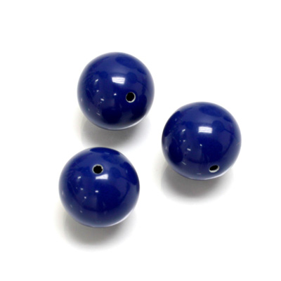 Plastic Bead - Opaque Color Smooth Round 14MM NAVY