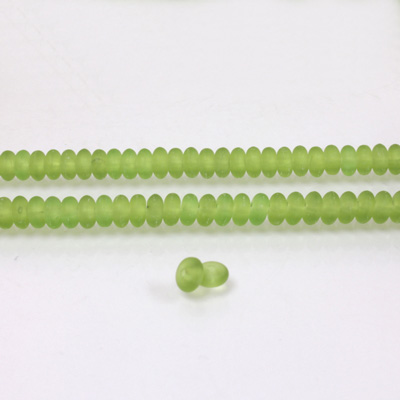 Czech Pressed Glass Bead - Smooth Rondelle 4MM MATTE OLIVINE