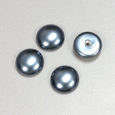 Glass Medium Dome Pearl Dipped Cabochon - Round 13MM DARK GREY