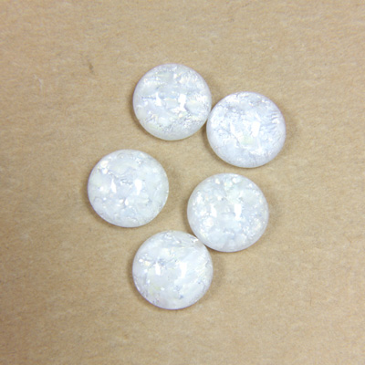 Glass Medium Dome Lampwork Cabochon - Round 11MM OPAL WHITE (05015)