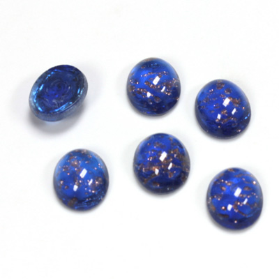 Glass Medium Dome Lampwork Cabochon - Oval 10x8MM GOLD FLECK SAPPHIRE (05054)