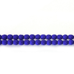 Czech Glass Fire Polish Bead - Round 04MM COATED NEON BLUE