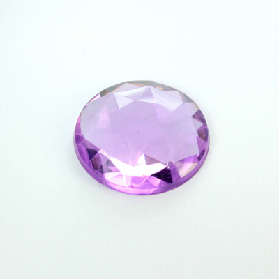 Plastic Flat Back Foiled Rauten Rose Rhinestone - Round 25MM LT AMETHYST