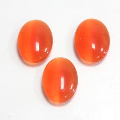 Fiber-Optic Flat Back Cabochon - Oval 18x13MM CAT'S EYE ORANGE