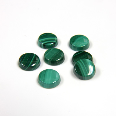 Gemstone Flat Back Single Bevel Buff Top Stone - Round 07MM MALACHITE