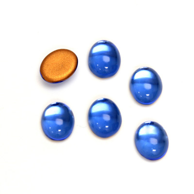Glass Medium Dome Foiled Cabochon - Oval 10x8MM SAPPHIRE