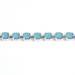 Preciosa MAXIMA Crystal Rhinestone Cup Chain - PP14 (SS6.5) TURQUOISE-SILVER