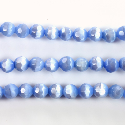 Fiber Optic Synthetic Cat's Eye Bead - Round Faceted 05MM CAT'S EYE LT BLUE