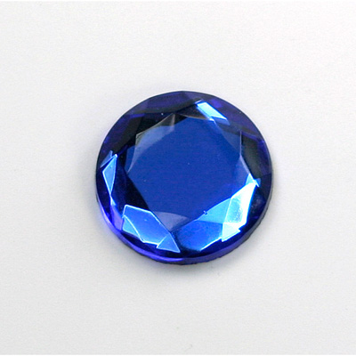 Glass Flat Back Rose Cut Fancy Foiled Stone - Round 18MM SAPPHIRE