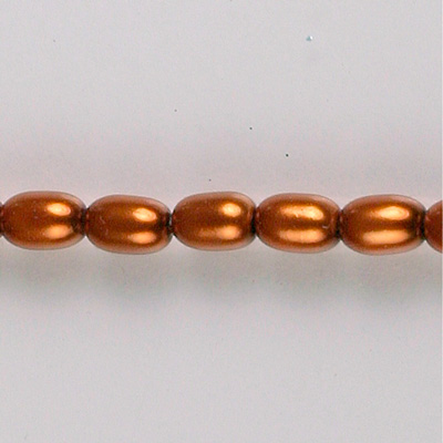 Czech Glass Pearl Bead - Oval 06x4MM PUMPKIN 14321