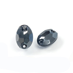 Asfour Crystal Flat Back Sew-On Stone - Oval 10x7MM HEMATITE