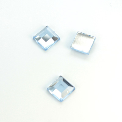 Plastic Flat Back Foiled Rose Cut Rhinestone - Square 08x8MM LT SAPPHIRE