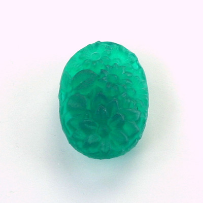 Plastic Flat Back Stone - Flower Oval 25x18MM MATTE JADE