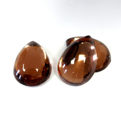 Plastic Flat Back Foiled Cabochon - Pear 18x13MM SMOKE TOPAZ