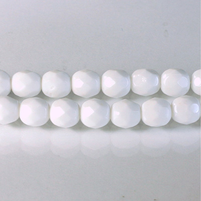 Czech Glass Fire Polish Bead - Round 07MM CHALKWHITE