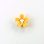 Plastic Carved No-Hole Flower - StarShape 14MM 14MM MATTE YELLOW with WHITE CENTER