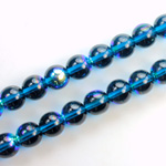 Czech Pressed Glass Bead - Smooth Round 08MM CAPRI BLUE AB