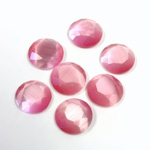 Fiber-Optic Flat Back Stone with Faceted Top and Table - Round 09MM CAT'S EYE LT PINK