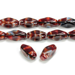 Czech Pressed Glass Bead - Baroque Oblong 12x7MM TIGEREYE RED