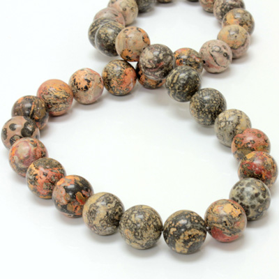 Gemstone Bead - Smooth Round 12MM LEOPARD SKIN AGATE