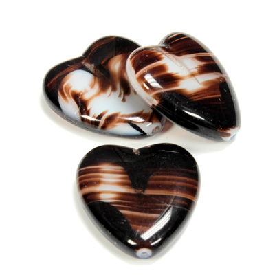 Czech Pressed Glass Bead - Smooth Heart 24x22MM PORPHYR SMOKE TOPAZ