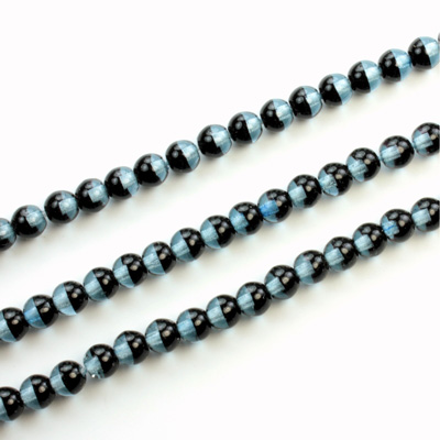 Czech Pressed Glass Bead - Smooth 2-Color Round 04MM DYED MONTANA BLACK