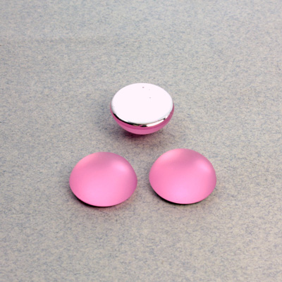 Plastic Flat Back Foiled Cabochon - Round 13MM MATTE ROSE